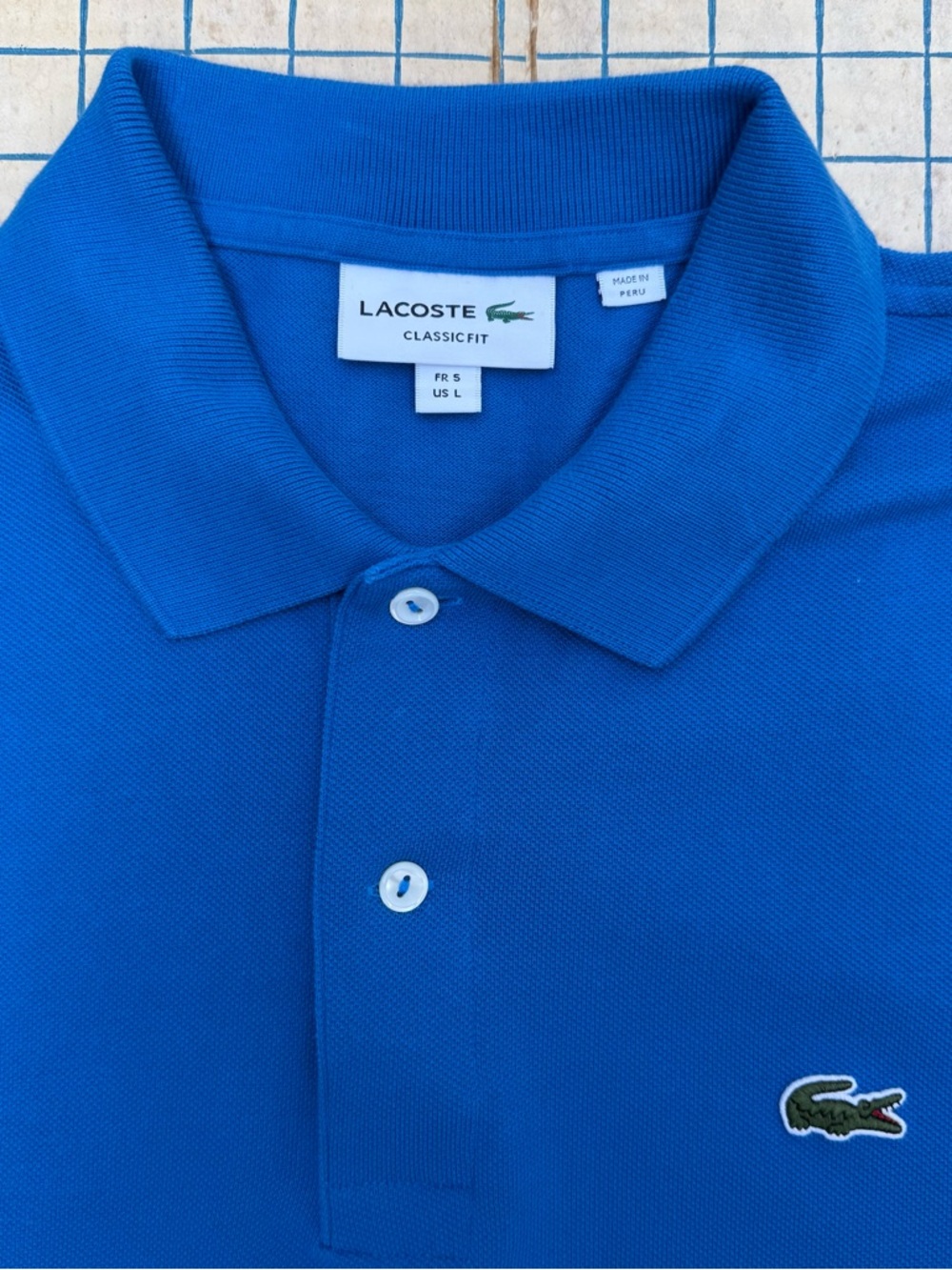 Lacoste Men’s Royal Blue Cotton Pique Polo Alligator Patch Shirt Top Large - Picture 3 of 13